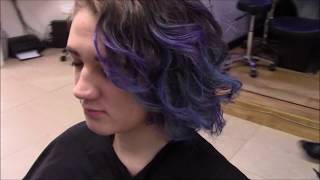 Blue Pastel Hair With Touchs Of Purple. Hair by Bella