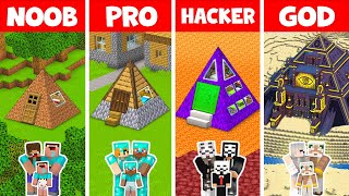 Minecraft FAMILY TRIANGLE PYRAMID CHALLENGE: NOOB vs PRO vs HACKER vs GOD in Minecraft / Animation