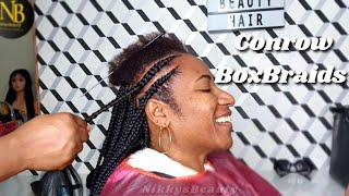 Cornrows To Try / Feeding In Braids For Beginners / Front Conrow Back Box Braids