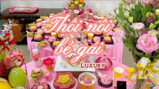 Mâm cúng thôi nôi bé gái Luxury theo tông màu Hồng | Đồ Cúng Tâm Linh