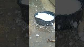 How to Break Ice Blocks | Crushing Ice for Fish Packaging | Satisfying Ice Breaking Sounds