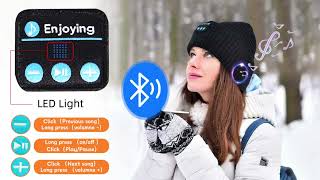 Bluetooth Beanie with Light, Unisex LED Headlamp Hat with Wireless Headphones, Unique Christmas