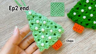 Ep2 end. Assembly 🎄 Crochet Granny Square Christmas Tree Ornaments Tutorial | Christmas Decorations