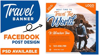 Travel Banner Design in Photoshop CC | Facebook Post Design