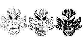 Tiki Head - Speed Drawing from Sketch to Vector