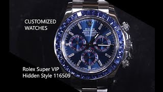 Rolex Super VIP Hidden Style 116509 Upgraded and Modified Blue Diamond Ring Mouth Daytona Watch