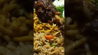 Guyanese pot roasted chicken/chowmein/fry rice and garden salad