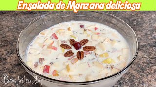 Ensalada navideña de Frutas fácil de preparar/ postre ensalada de manzana cremosa #ensalada