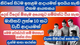 නිවසේ සිටම ඉහළම ආදායමක් ඉපයිය හැකි එකම ආයතනය | මාසිකව ලක්ෂ 10 කට වැඩි ආදායමක්