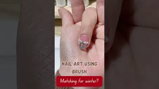 Nail art using brush and pearls #nails #nailart