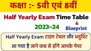 Mp board class 5th and 8th Half Yearly Exam Time Table and Blue print 2023-24 | Mp Board