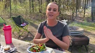 Picnic time enjoying my salad on my Birthday - Camping Clips #9