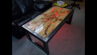 Epoxy top butcher block counter top, backlit with fiber optics