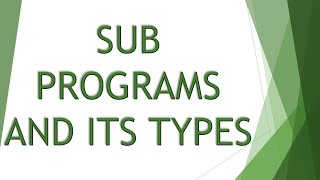 SUB PROGRAMS AND ITS TYPES | BASIC  | Computer ch 5 10th Matric Urdu | ES