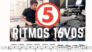 5 Ritmos FACILES y SENCILLOS de Rock con (16vos) Notación! PDF en la Descripción!! #Notación #Rock