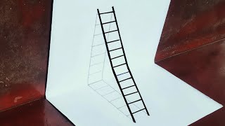 How to Draw a 3D ladder - step by step || poor artist