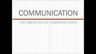 Communication as a Discipline