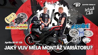 Tuning Aprilia SR GT 125: Jaký vliv měla montáž variátoru a je lepší Malossi nebo Polini?