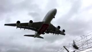 Airbus A380 stormy landing at Rome Fiumicino FCO