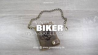 Greenburry Biker Geldbörse SKULL Leder Vintage antik braun 1796A-SKULL-25