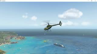 X-Plane 11.33 b1 - Heli Cabri G2 flying over Caribe, from San Maartan (TNCM) to Saint Barth (TFFJ)