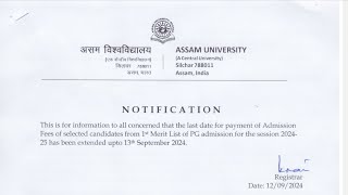 #Official Notification regarding Assam University SILCHAR 2024 PG admission #assamuniversitysilchar