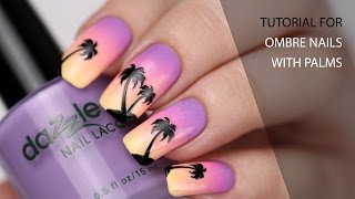 Ombre sunset nails with palms