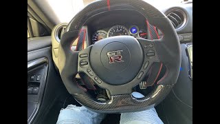 09-16 Nissan Gtr carbon fiber steering wheel flat bottom many option available BIGGS MOTORING