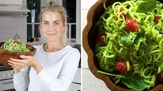 Raw Pasta with Avocado Pesto Sauce