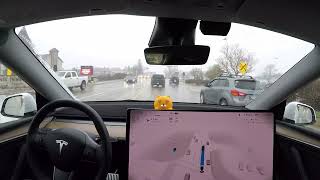 1x SPEED | TESLA | V12.3 FSD(Full Self-Driving) | Going to work on a snowy day