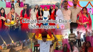 Chhath Puja Vlog - Day 4 | Usha Arghya | Chhath Puja Ka 4th Arghya | Subah Ka Arghya 2024 🙏❤🌸✨🪔