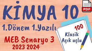 Kimya 10. Sınıf 1. Dönem 1. Yazılı MEB Senaryo 3 Soruları (açık uçlu / klasik)