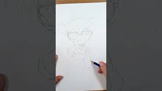 Drawing Detective Conan with colored pencils #shorts