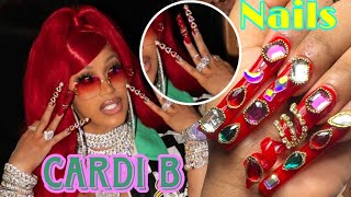 Me Hice las uñas de cardi B en casa/ uñas de famosa bien exóticas