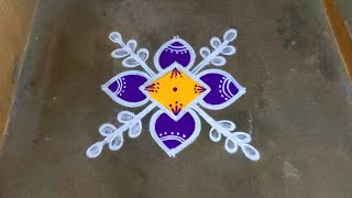 Aani madham colour kolam designs|5 dots pandaga muggulu|color rangoli|flower kolam|poo kolam