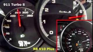 2017 Car Speed Test Porsche 911 Turbo S VS Audi R8 V10 Plus  Acceleration