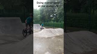 Doing a jump at the skatepark!