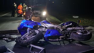 Młody motocyklista zginął w wypadku. Zderzył się z sarną i wpadł do rowu.