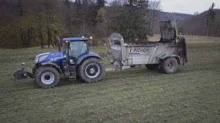 Rozmetání hnoje za mokra | New Holland T7.270 Blue Power, T6.175, Case Maxxum 140, 3x Pichon