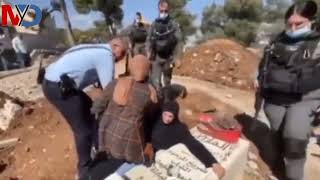 ISRAELI FORCES FULL PALESTINIAN MOTHER AWAY FROM HER SON'S GRAVE    DOA AND PRAY FOR PALESTINE 🤲🇵�