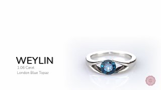 Swiss Blue Topaz Split Shank Solitaire Ring - Weylin