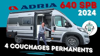 4 COUCHAGES PERMANENTS : Présentation ADRIA 640 SPB 2024 *Instant Camping-Car*