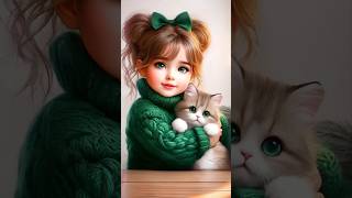 Cute cat and Girl wallpapers #cutecat #catdrawing #cat #shorts