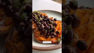 How to Make Garlic Scallion Black Beans Stuffed Sweet Potatoes with Gochujang Sauce #shorts #vegan