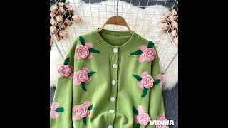 *3D Flower Luxury Cardigan* *Fabric* - Soft Woolen