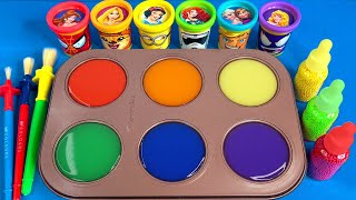 Satisfying Video l How to make Rainbow Pool into Mixing All My Glossy Slime & Fruit Cutting ASMR