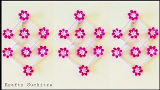 Beautiful room decor idea// paper flower wall hanging