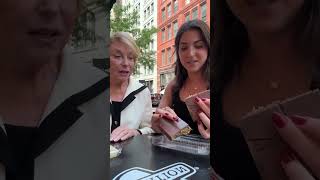 Grandma and I try the viral Dubai chocolate bar. #dubaichocolatebar #tastetest #nyc #grandma