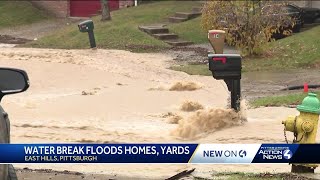 Massive water main break floods East Hills homes, yards, playgrounds