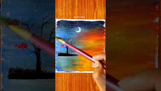 Acrylic painting-Night landscape painting easy #shorts